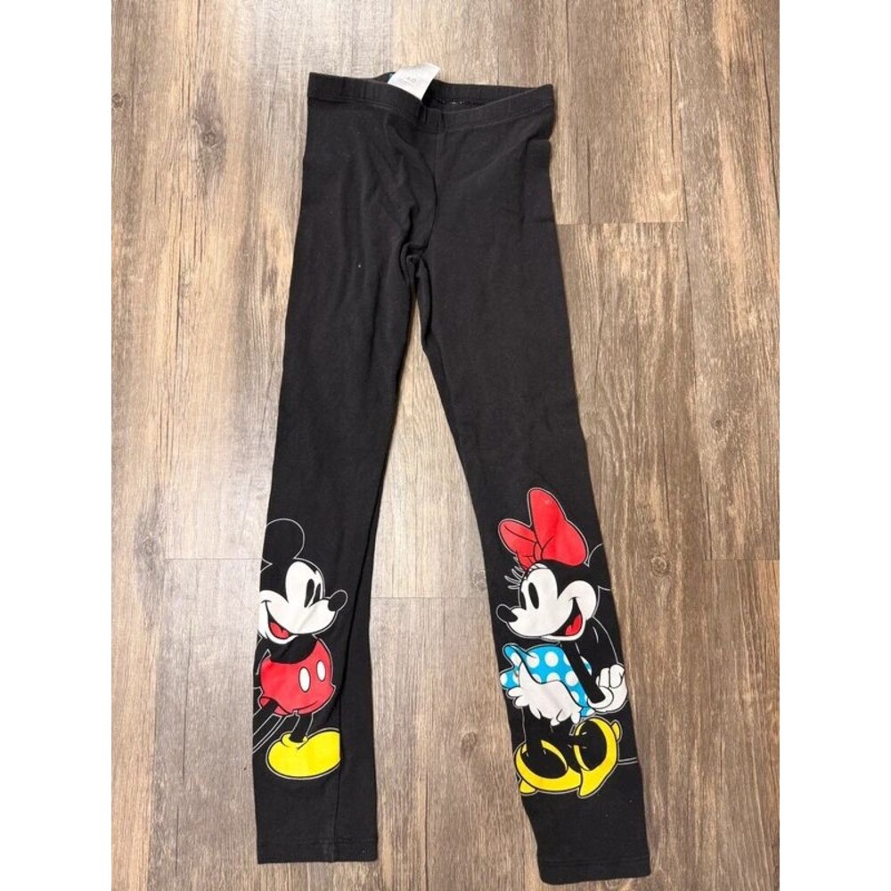 Disney Mickey Minnie Mouse Girls Leggings Size S Black Graphic Y2K Kids Pants